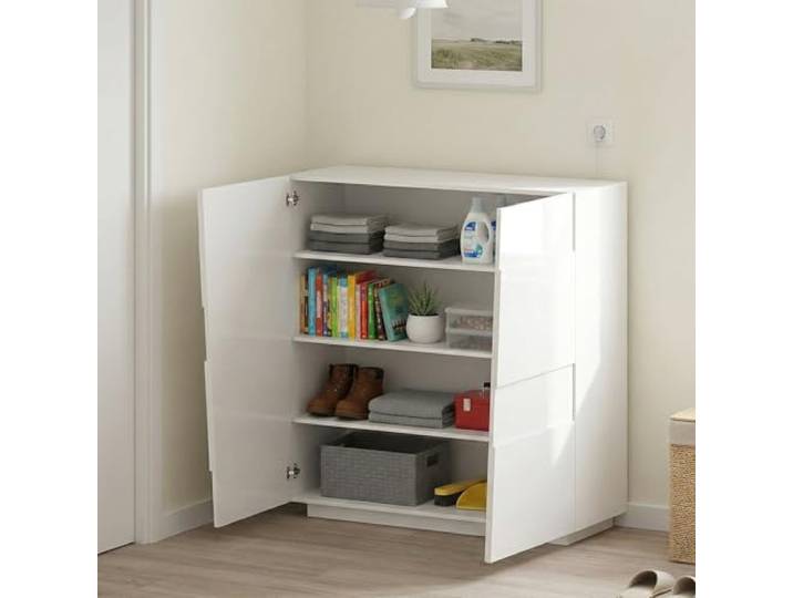 Dmora - Mehrzweckgarderobe 2-türiger Zulimo, Multifunktionsschrank, 2-türiger Schrank, 120x44h126 cm, Weiß