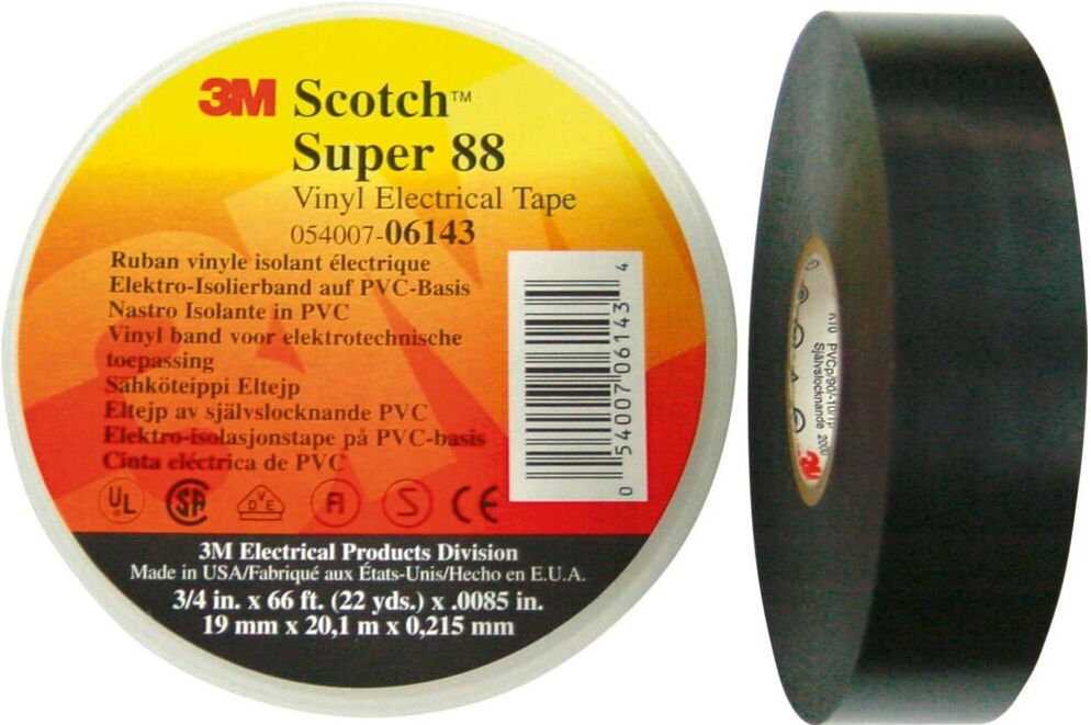 3M Deutschland PVC Elektro-Isolierband 19mm x20m sw ScotchSuper88 19x20 (7100079942)