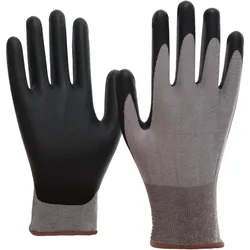 Nitras, Schutzhandschuhe, SKIN CLEAN, Strickhandschuhe, Spezial-Stretch-Strick, grau, PPU-Beschichtung, schwarz (Farbco (10)