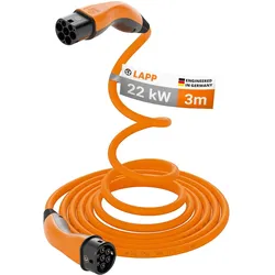 Lapp Mobility, Elektroauto Ladekabel, Selbstaufrollendes Ladekabel Typ 2, bis zu 22 kW, 3 m, orange (Typ 2, 22 kW, 32 A, 3 m)