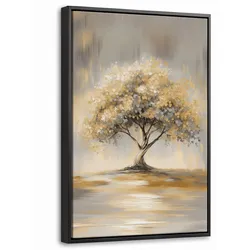 LEINWAND Bilder mit Rahmen - Gemälde - Baum - Abstrakt - Blätter - 20x30