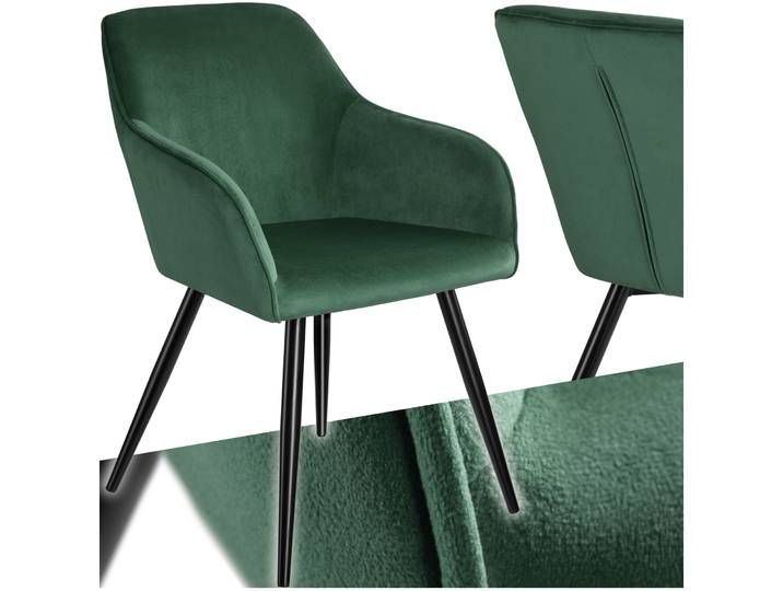 Stuhl Marilyn Samtoptik, schwarze Stuhlbeine - dunkelgrün/schwarz, pro Stück