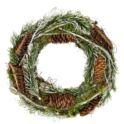 Kunstkranz I.GE.A. "Natur-Kranz Tannenzweige/Zapfen/Reisig", beige (natur), B:25cm H:25cm L:7cm, Kunstpflanzen, Weihnachtskranz Dekokranz Kranz Adventskranz Türkranz Weihnachtsdeko
