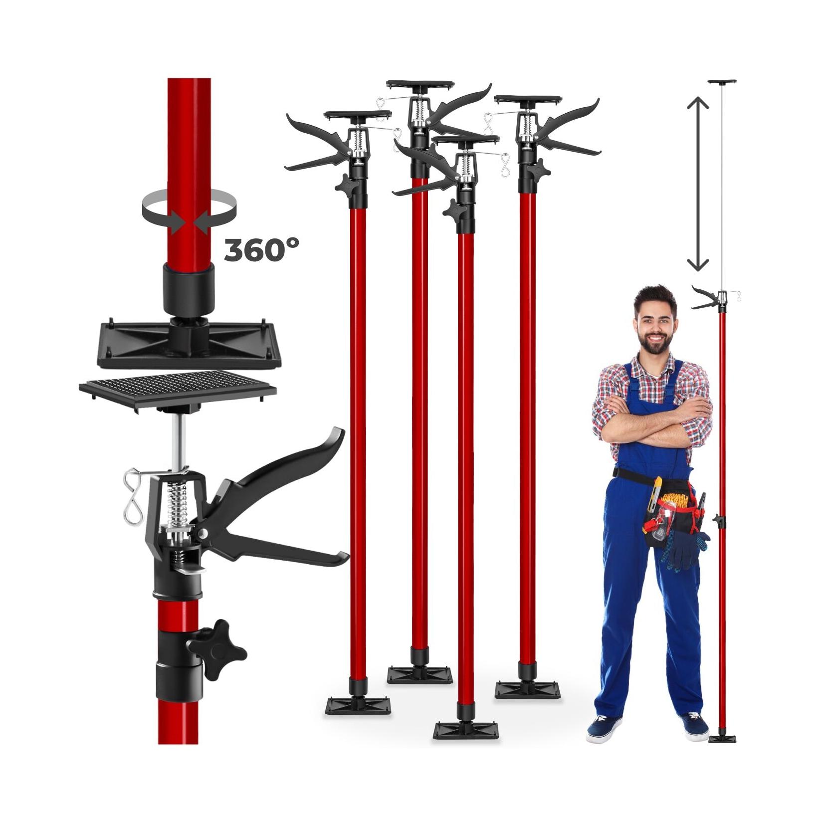 tectake® 4er-Set Teleskopstützen, stufenlos höhenverstellbar, Belastbarkeit 30 kg je Stütze, mit Schnellspannsystem