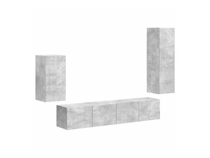 vidaXL TV-Schrank TV-Schrankset 4 stk. Beton Grau Holzwerkstoff (4-St)
