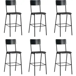 vidaXL Barhocker 6 Stk. Schwarz Massives Sperrholz Stahl