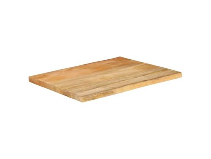Tischplatte 70 x 60 x 3,8 cm mit Baumkante Massivholz Mangoholz natürlichem Massives Mangoholz mit natürlichem Finish, Baumkante auf 2 Seiten, für Wohnbereich und Gastronomie, Ersatztischplatte ohne