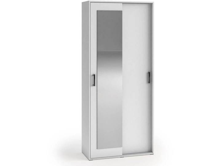 Beautysofa Schwebetürenschrank Lano 90/205/40 cm 2-türig weiß, Weiß, 90x205x40 cm, Schlafzimmer, Kleiderschränke, Schwebetürenschränke