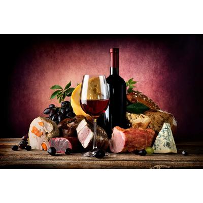 Fototapete PAPERMOON "Wein mit Essen", bunt, B:3m L:2,23m, Vlies, Tapeten