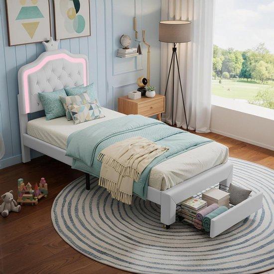 Babybett mit Schublade - Single bed Girls - Dreams and Games - Einstellbares Kopfteil - 90 x 200 cm - Weiß