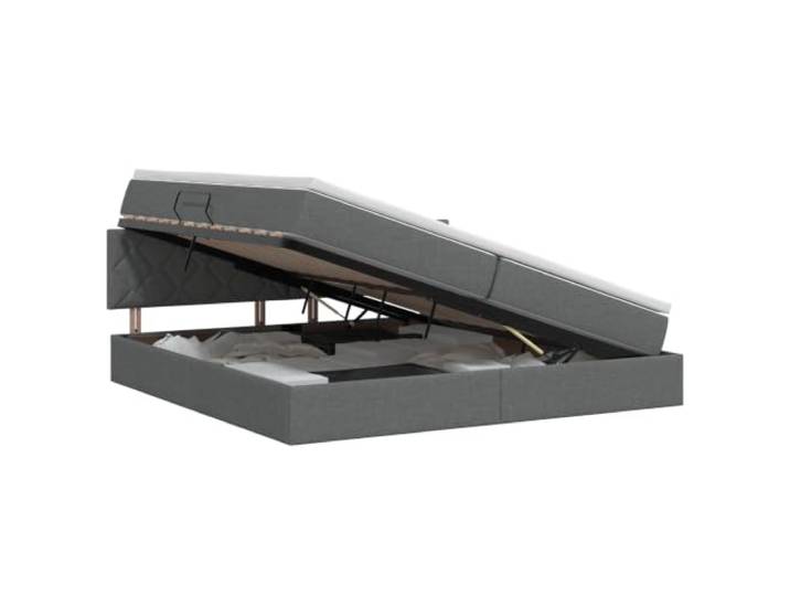 KTHLBRH Bett mit Stauraum und Matratze, Dunkelgrau, 200 x 200 cm Minimalistisches Design, rechteckige Formen, hydraulisches Heben, Mehrschichtholz, Metall, Polyester, mittlere Steifigkeit