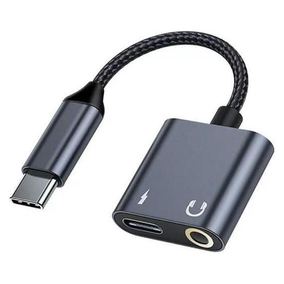 Beline Adapter rozdzielający USB-C na USB-C/Jack 3,5mm czarny/black DAC BLNAA01 (BLNAA01)