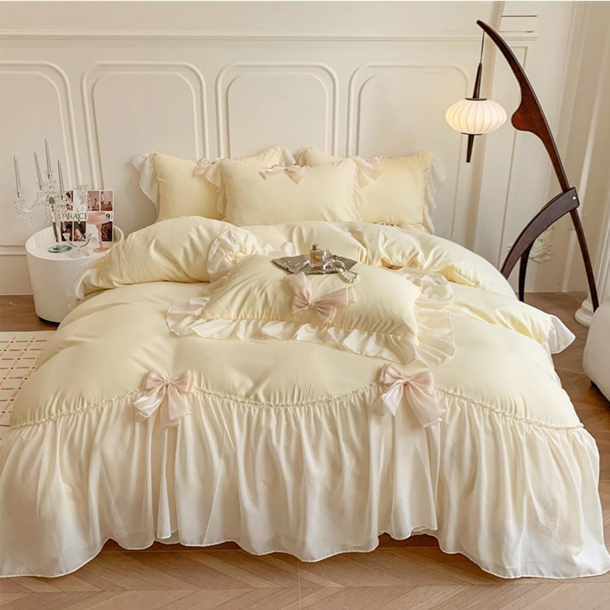 Dekbedovertrekset met Ruches en Strik in Romantische Shabby Chic Stijl