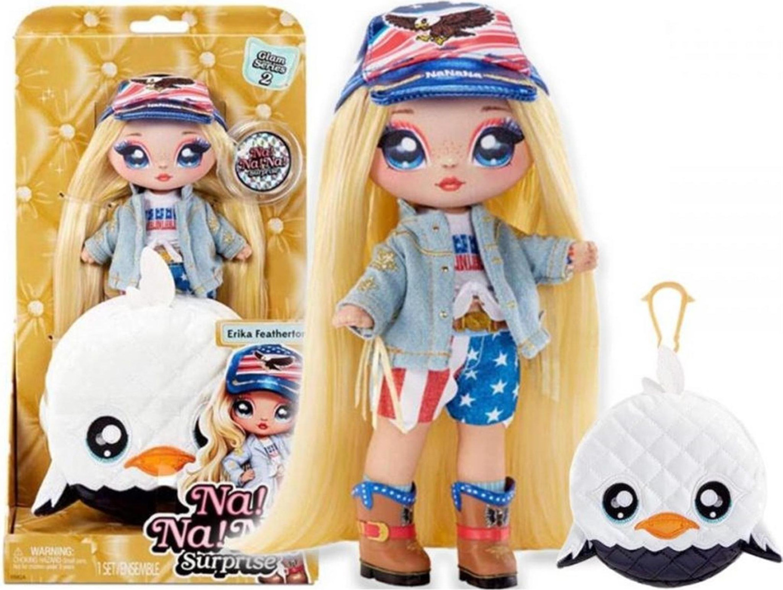 Na! Na! Na! Surprise Surprise 2-in-1 Fashion Doll en Handtas Glam Serie 2 - Erika Featherton (Arend) - Meerkleurig