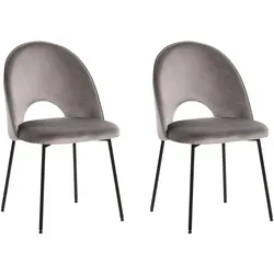 ESSZIMMERSTUHL 2er-Set Samtstoff Grau Covelo