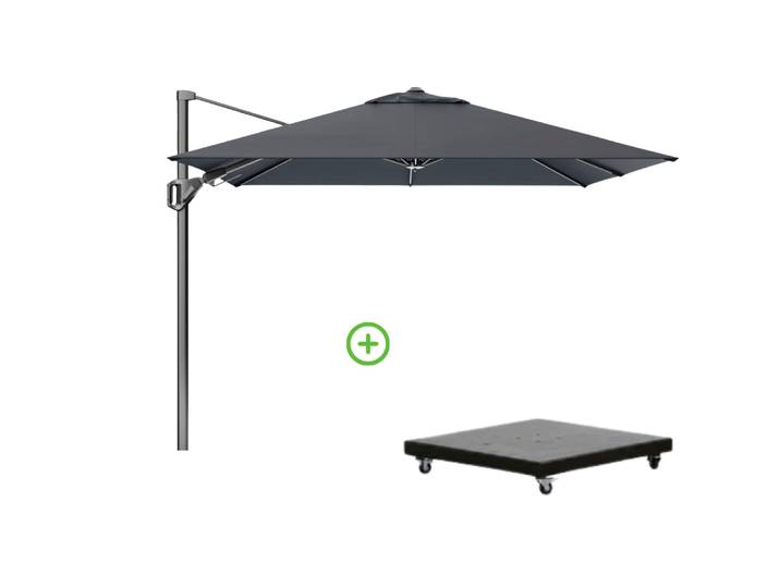 Voyager T² zweefparasol - premium doek 270x270cm met Monza parasolvoet 90kg Faded Black