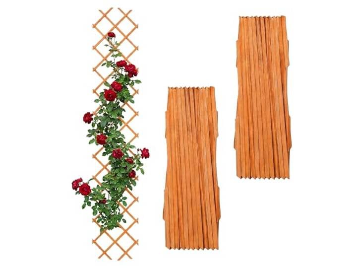 Relaxdays Treillis Extensible\, Lot de 3\, 270 x 45 cm\, Bois\, Orange fixation murale\, support pour plantes grimpantes