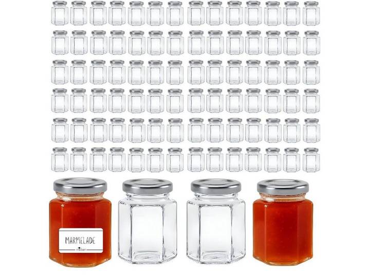 mikken Einmachglas kleine Marmeladengläser 110 ml kleine Einmachgläser mit Schraubdeckel, (Grosspackung, 100er Set, Grosspackung), zum Einmachen und Einkochen