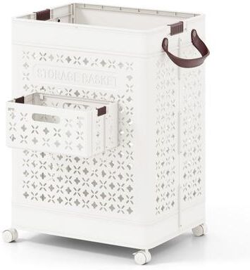 Costway Collapsible Laundry Basket 20 Gallon Plastic Storage Bin-White