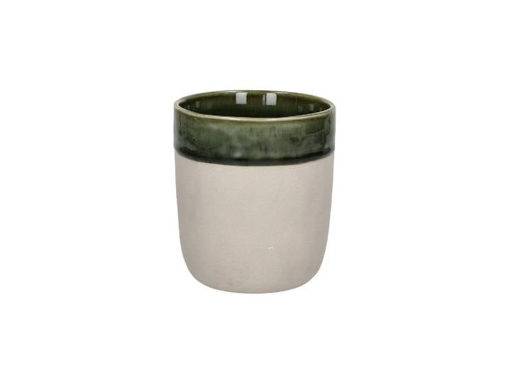 Verre en grès vert foncé, uni, à eau - Pomax, Spiro - Ø8xH9 cm