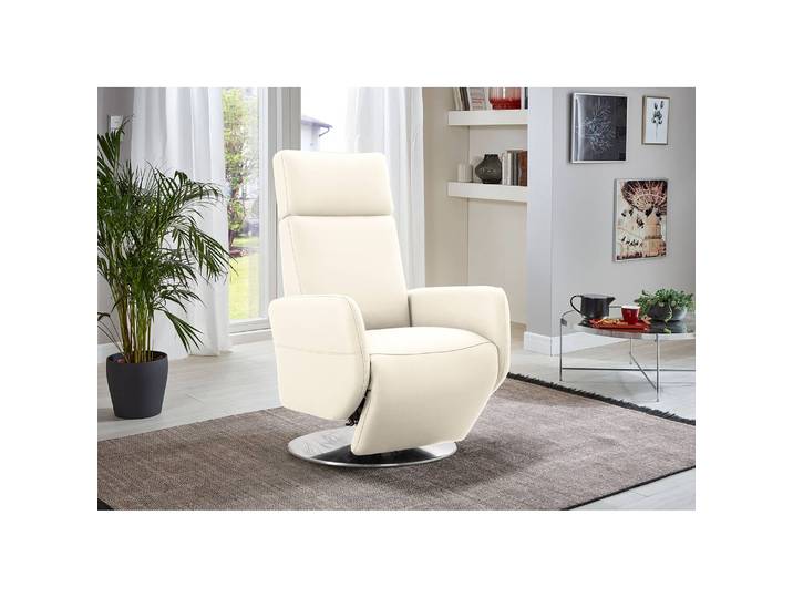 Relaxsessel Bosville Weiß Echtleder Pua Elektrisch verstellbar: 2 Motoren mit Akku Relaxfunktion 71 x 110 x 82cm