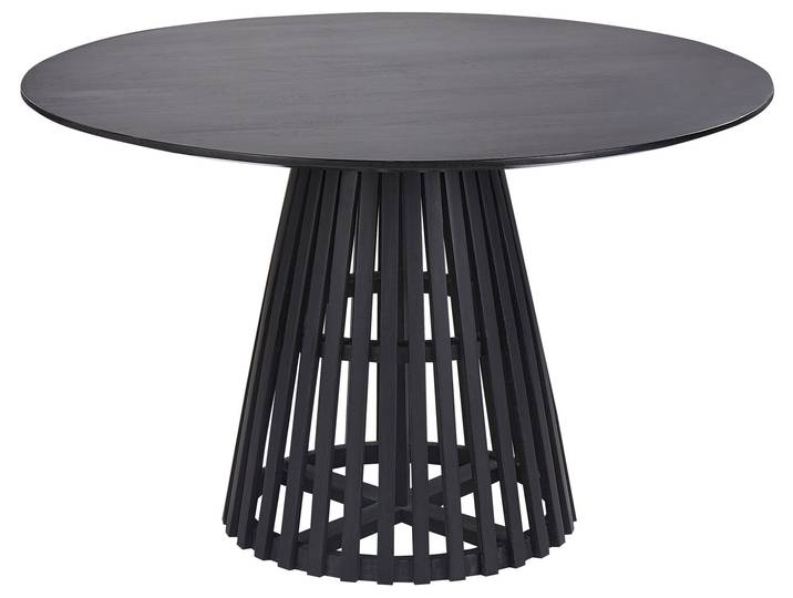 BELIANI Esstisch Schwarz Akazienholz Rund ⌀ 120 cm für 4 Personen Modern Holztisch Säulentisch Esszimmer Küche Wohnküche