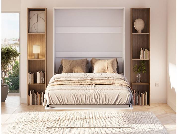 Möbel für Dich Schrankbett Klappbett Vivario 140x200 cm inklusive Matratze und Lattenrost in drei Farben verfügbar: Artisan-Eiche, Kaschmir und Weiß