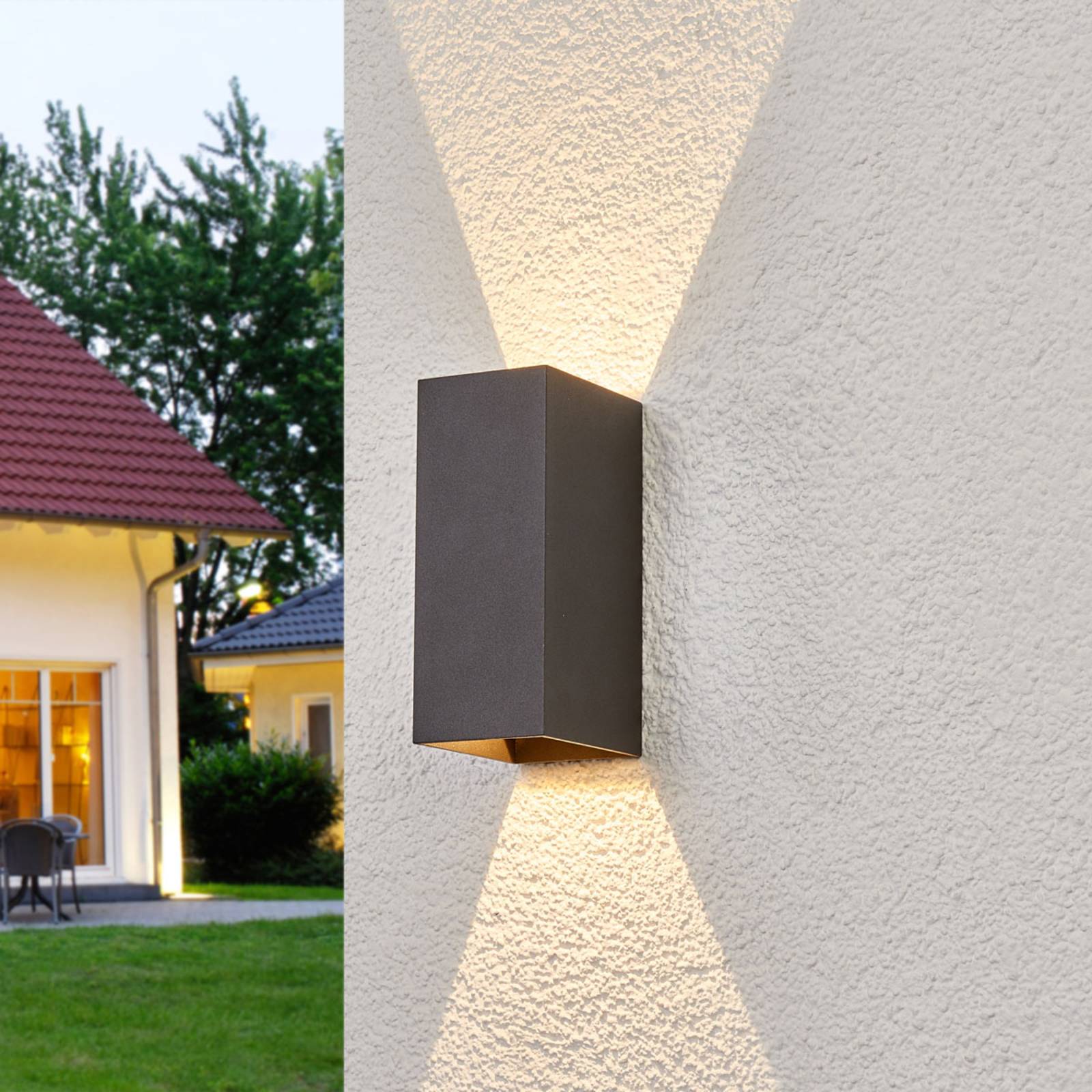 LED Outdoor Wall Light Mikka Lucande, Black, Aluminium, Modern, Outdoor Wall Light