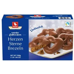 Weiss Lebkuchen »Herzen-Sterne-Brezeln« Vollmilch 500 g