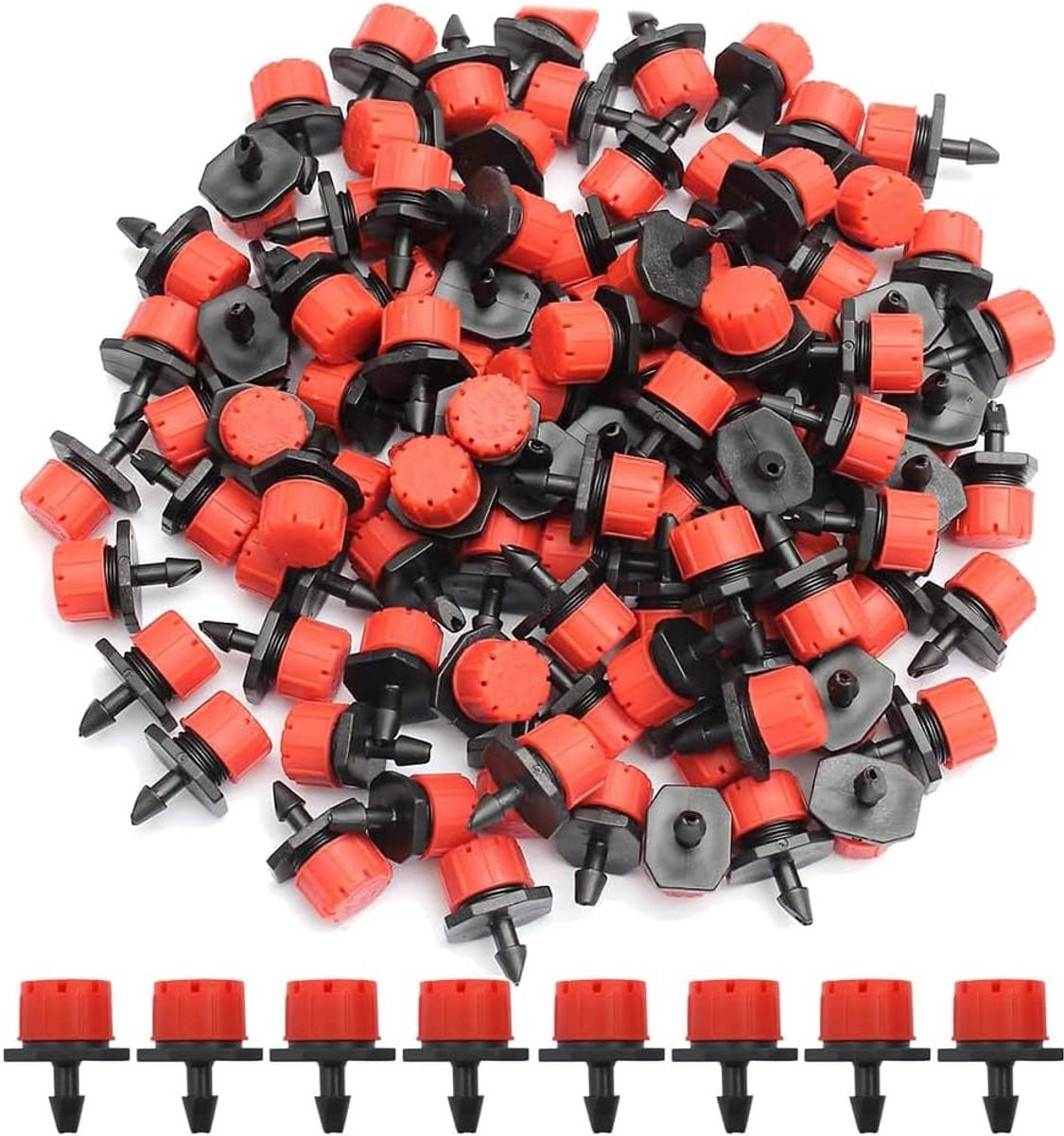 200 stuks Irrigatie Druppelaars - 360 graden verstelbare watergevers - Rood