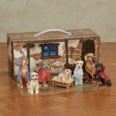 Roman Inc Dog Nativity Figurines Multi Warm Seven Piece Set, Seven Piece Set, Multi Warm