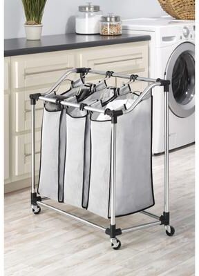 Whitmor 6862-3260 Chrome Mesh 3-Bag Laundry Sorter