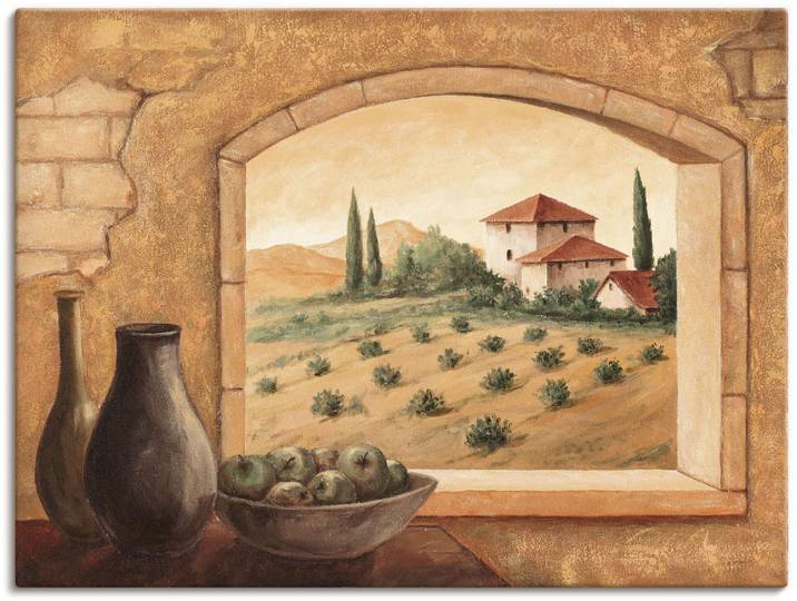 Leinwandbild ARTLAND Toskana , beige (farbe bild(er): naturfarben), B:80cm H:60cm, Bilder, Leinwandbild, auf Holzrahmen gespannt