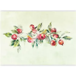 Artgeist, Tapete, Fototapete - Apple branch - delicate landscape with a plant and apples on a white background (400 x 280 cm)