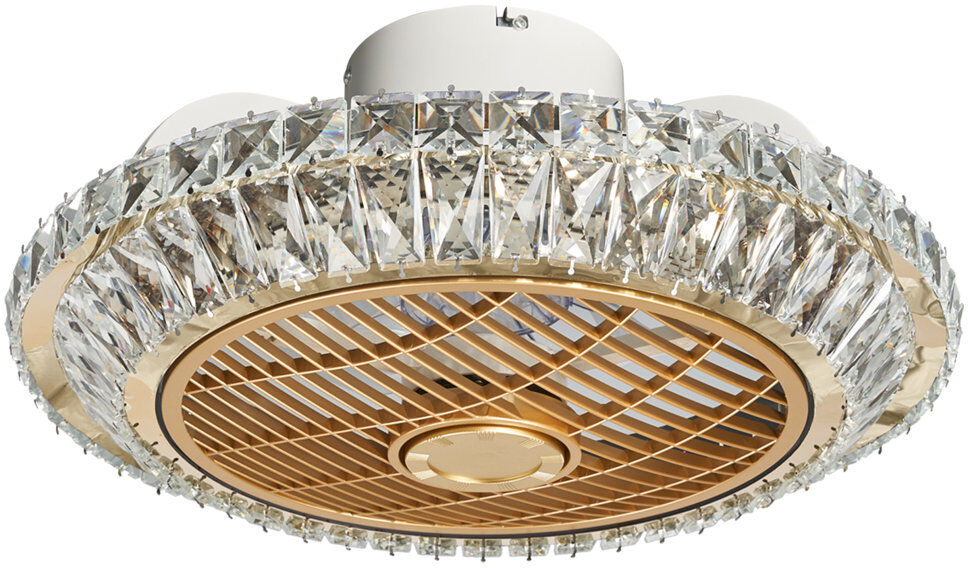 Fairmont Park Aarie Crystal Bladeless Ceiling Fan Light,Ceiling Fan with Lights Remote Control,Low Profile Ceiling Fan Gold