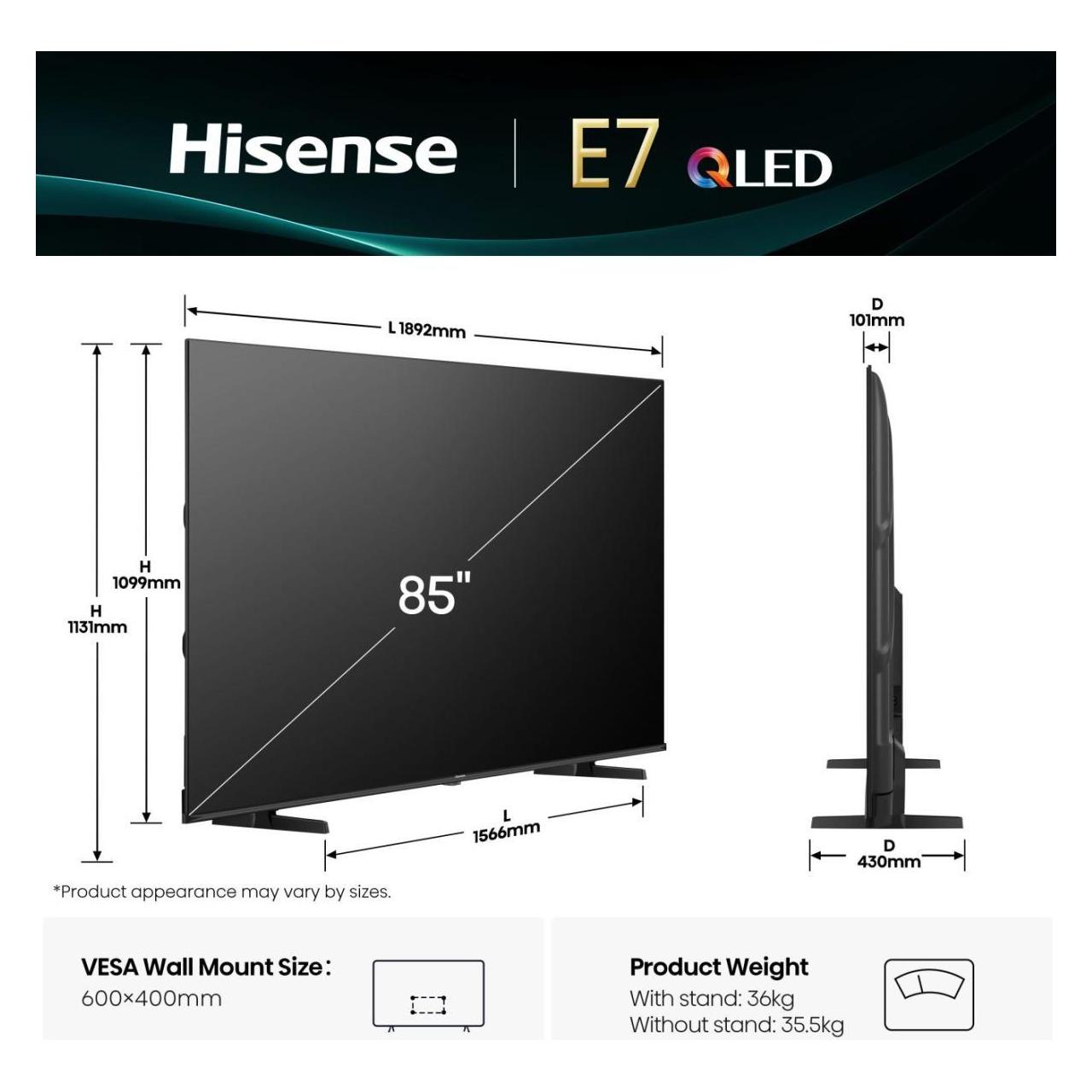 Hisense 85E7Q (85", QLED, 4K) (85E7Q)