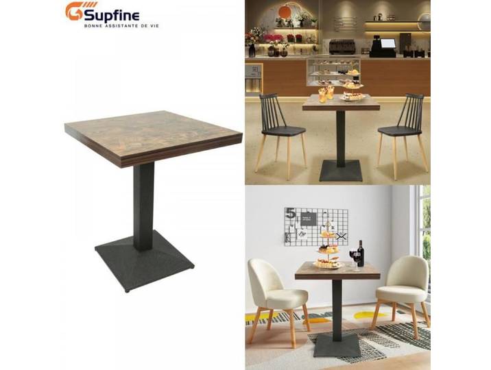 SUPFINE Table Carrée - Table de Salle à Manger Industrielle Vintage Capacité de Charge 100kg pour 2-3 Personnes