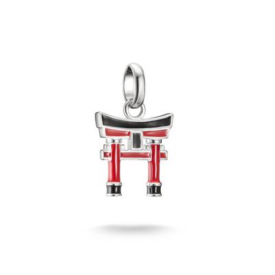 Charm-Einhänger THOMAS SABO "Charm Torii - Connect", rot (silberfarben, rot, schwarz), Charms, Damen, Silber 925 (recycelt), Emaille