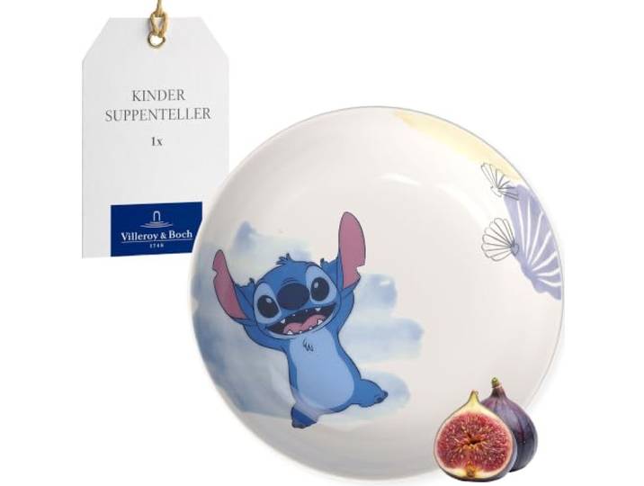 Villeroy & Boch - Disney Stitch Kinder-Suppenteller, Spülmaschinenfest, Mikrowellensicher, Tiefer Teller für Kinder, Premium Porzellan