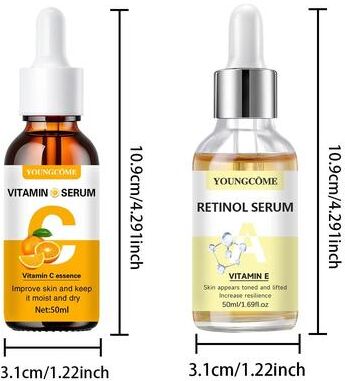 Inspired Finds SADOER Vitamin C Retinol Serum Set Hydrating Anti Aging Face Serum For Fine Lines And Smooth Radiant Skin (2pcs) 1.76 Oz + 1.76 Oz