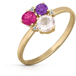 Orolino Ring Gold 585 mit Rosaquartz Amethyst Rhodolith Brillant