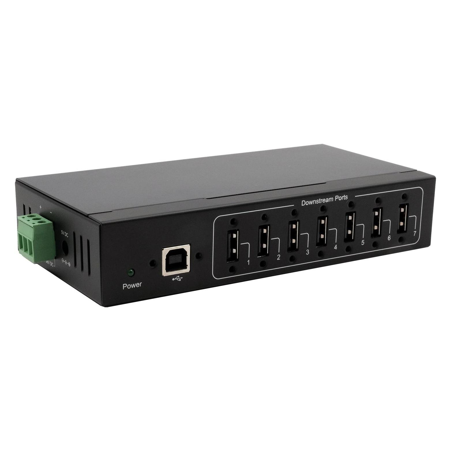 Exsys 7 Port USB 2.0 Metall-HUB, für Tisch, Wand- und DIN-Rail Montage, inkl. USB 2.0 (USB-B, 7 Ports) (EX-11217HMVS)