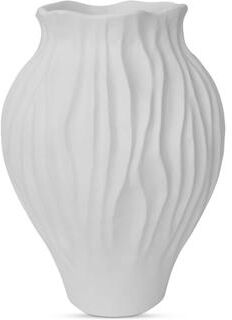 NADAAL STUDIOS Aldous Vase, Round, Ecomix, Floral Petal Detail, Rippled Texture, Ruffled Opening, White