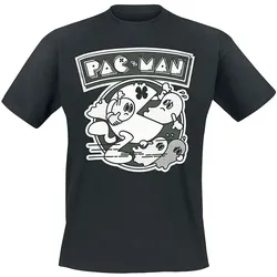 Difuzed - T-Shirt Herren - Pac-Man »Running Ghosts« (schwarz)