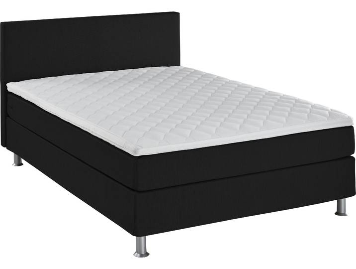 Boxbett, 140x200 cm, Strukturstoff, Schwarz, Bonnellfederkern-Matratze, Modern, ATLANTIC HOME COLLECTION