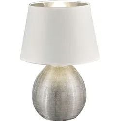 Textil Tisch Leuchte silber weiß Wohn Zimmer Tischlampe Steh Lampe im Set inkl. LED Leuchtmittel