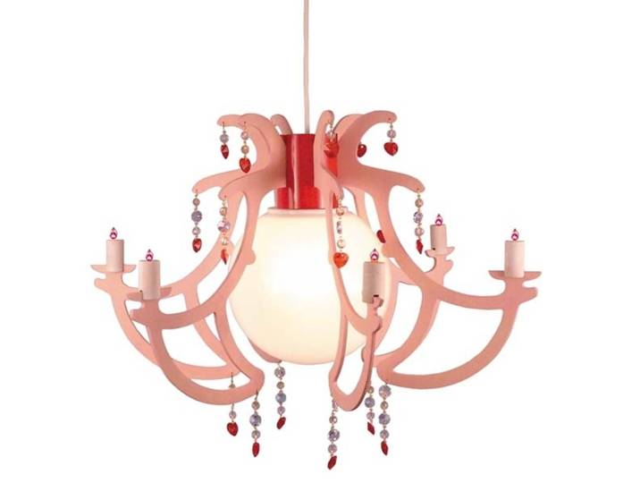 Niermann Standby Hängelampe LÜSTER, dimmbar, violett / pink / rose, für Kinderzimmer, Holz, Pendelleuchte