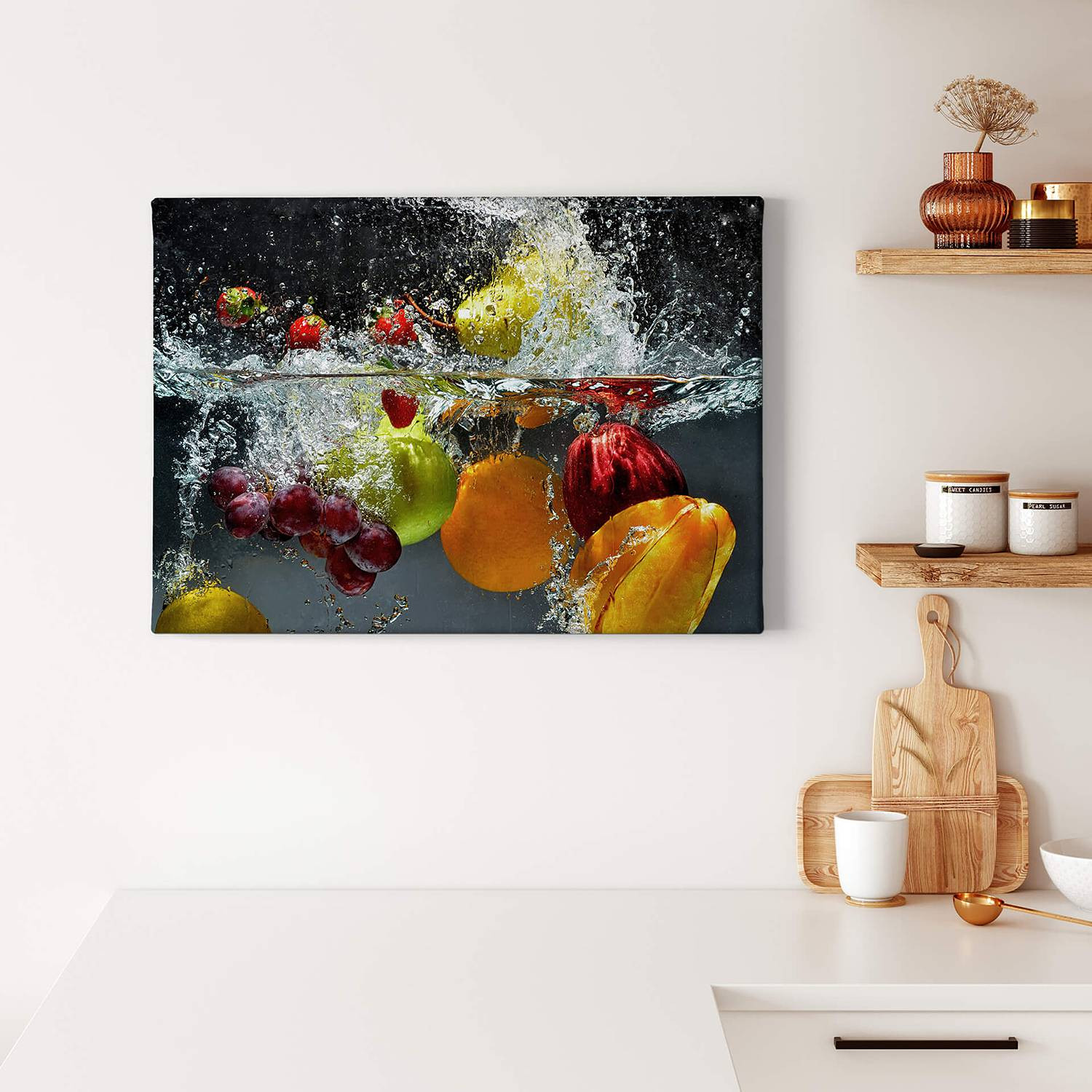 home24 Refreshing Fruits wanddecoratie, multicolor, 70 x 50 cm