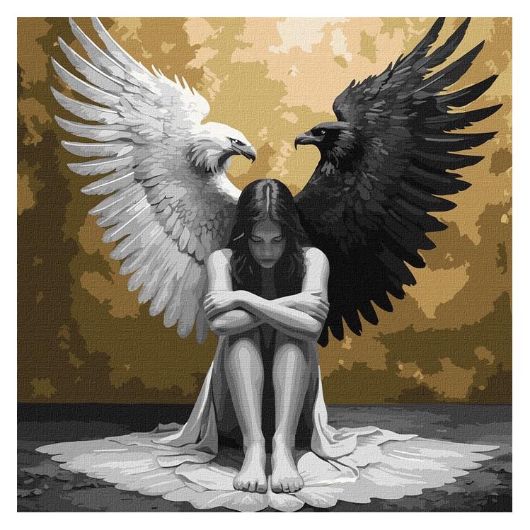 Ideyka Malen nach Zahlen Zwei Seiten der Seele (mit Metallic-Farben) 40 x 40 (KHO5153)