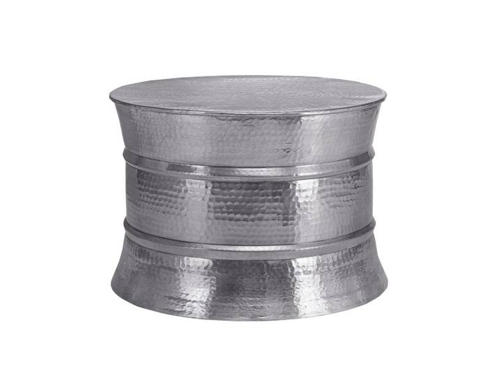 COUCHTISCH rund Ø62x33 cm Silber aus Aluminium Hammerschlag Design